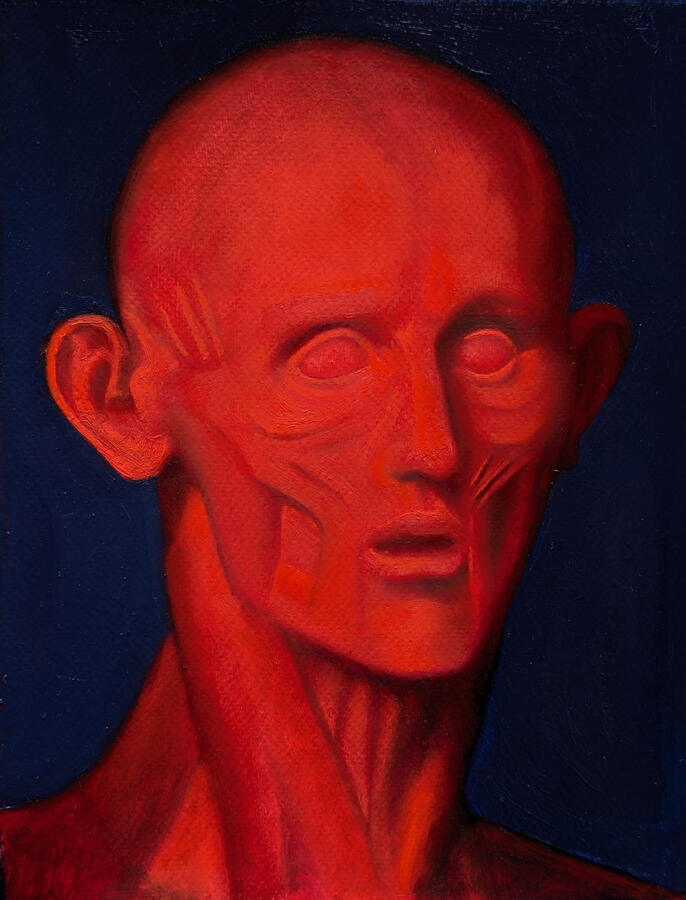 Flayed Man (Écorche)\Oil on paper, 2024